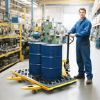 Modular 2 Drum Spill Pallet, 48x24x4 Inch, 2000 lbs Capacity, Heavy-Duty Forkliftable Containment Tray for Industrial Oil & Chemical - size: 48x24x4in