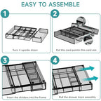 2 Pack Expandable Desk Drawer Organizer Tray with 10 Adjustable Compartments Metal Mesh Office Drawer Organizer for Home, School Supplies, Makeup Vanity & Jewelry (Black) - color: 2 Pack Black