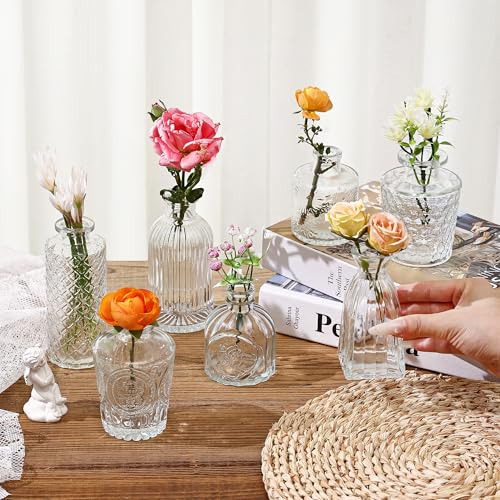 15 Pcs Glass Bud Vase Set,Assorted Clear Glass Vases for Flower Centerpieces Wedding & Party Decor,Home Table Decorations,Bud Vases in Bulk for Housewarming - color: Clear Glass Vase