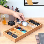 Natural bamboo Glasses Eyeglass Eyewear Sun glasses Sunglasses Box Storage Case Tray Display Showcase Organizer Box - color: Log color