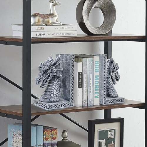Dragon Bookends for Shelves Set of 2 - Heavy Book Ends Book Supports for Shelves - 4.15 "x 3.25 "x7 Unique Dragon Design Grey（10 Inch - color: Gray