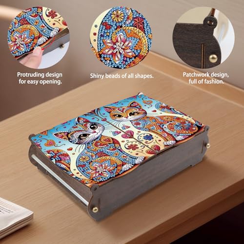 Tontut Diamond Painting kit Storage Box, cat DIY Multifunctional Craft Storage Box, Suitable for Home Office Holiday Gifts - color: Gorgeous kitty