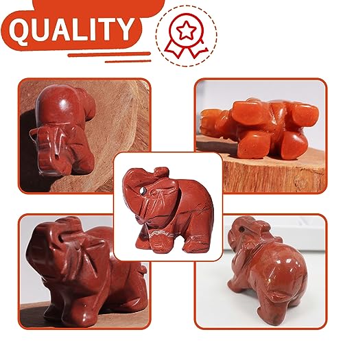 QINJIEJIE Red Jasper Crystals Elephant Decor Desk Stones Figurine Natural Gemstones Decoration Room Office Pocket Statue Meditation Spiritual Stocking Stuffers Christmas Stocking Stuffers Gifts Women - color: Red Jasper