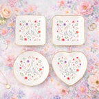 Pofily Personalized Ring Dish for Mom, Custom Jewelry Dish Holder, Ceramic Ring Holder Tray with Gold Trim, Mothers Day Gift for Mom, New Mom Gift, Engagement Gift for Her - color: Design 04