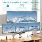 WALI 4 Monitor Mount for 13-49 inch Ultrawides on Top Bracket and 27 inch Screens on Lower Brackets, Heavy Duty Arm Extra Tall Quad Monitor Stand, up to 44 lbs (GSDM004S-P), Black - size: 13"-49", style: Quad Arms
