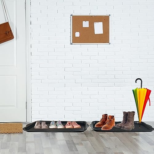 PetLike Boot Tray for Entryway, Pet Food Mat, Waterproof Rubber Shoe Mat for Indoor and Outdoor, Multi-Purpose Tray for Boots, Shoes, Pets, Garden (Black, 1PACK 29.5X16 INCH) - color: Black