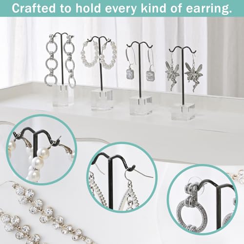 MOOCA Jewelry Display Set, Necklace Display Bust, Earring Organizer, Ring Holder Stand for Showcase and Store, Premium Fabric - color: 7) 10 piece. Black Faux Leather