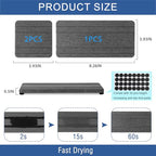 3PCS Water Absorbing Stone Tray, DryingNeat Diatomite Stone Sink Tray, Instant Dry Sink Coasters, Kitchen Sponge Hand Soap Holder, Countertop Fast Drying Counter Trays,8 * 4inch and 4 * 4inch - color: 1pcs 21×10cm + 2pcs 10×10cm Dark Gray Stripe