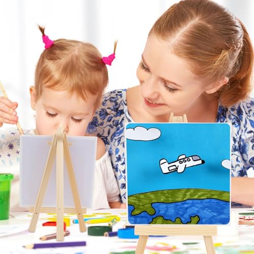 60 Pcs 5 Inch Mini Wood Display Easel, Small Wooden Easel Stand Art Craft Painting Triangle Stand Canvas Holder for Card Artist Photos Tabletop