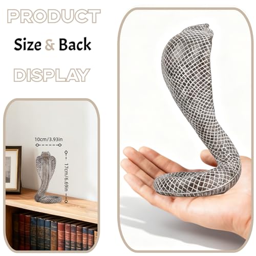 King Cobra Snake Statue Sculpture, Animal Figure Collectible Gifts for Snake Lover Office Home Decor Desk Decoration Garden Yard Figurines Outdoor Decor, White Color - color: White