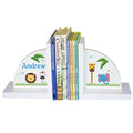 My Bambino Personalized Bookends Custom White Wood Book Ends for Children's Books Gift for Boys Book Shelf (Jungle Animal) - color: Jungle Animal