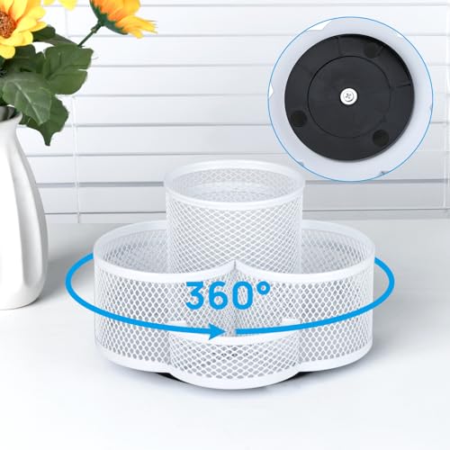 Topwey Pen Holder for Desk, Rotating Pencil Holder, Cup Holder for Desk Office, Pen Organizer (Pure White) - color: Pure White