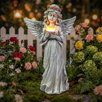 Angel Garden Statue Outdoor Decor, Angel Garden Figurine Hold Dove with Solar Lights Waterproof Resin Yard Art Decoration Lawn Ornament Sculpture for Outside Patio Yard Gift - style: Dove