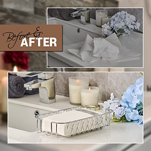 Silver Guest Towel Holder Tray for Bathroom – Napkin Organizer for Disposable Paper Towels, Hand Towel Rack for Countertop, Modern Holder for Guest Bathroom Essentials and Powder Room - color: J - Silver Napkin Holder for Bathroom, size: Guest Towel Holde