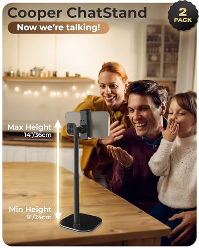 COOPER ChatStand, [Gift Family Pack], Adjustable Cell Phone Stand for Desk, Phone Stand for Recording, iPhone Holder, Small Tripod for iPhone, Fits Samsung, Android Smartphones, (Night Black, 2-Pack) - color: x2 Pack - All Black