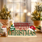 COCHIE Metal Merry Christmas Sign, Christmas Tree Table Centerpieces Decorations for Home, Office, Shelf, Mantel, Indoor, Xmas Red and Green Party Decor Supplies (XMAS A) - style: XMAS A