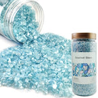 HappyFiller 1.3 LB Light Blue Crushed Glass Sand Fairy Garden Pebble Crush Gravels,Resin Arts DIY Coaster,Wall Art Paint,Craft Glitter,Vase Filler,Candle Holder Decor - color: Light Blue
