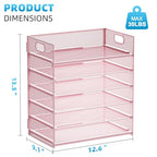 Marbrasse 2 Pack Desk Organizer with Handle, 6 Tier Paper Letter Tray, Mesh Desk File Organizer for Office, School and Home - Pink - color: 2 Pack 6 Tier - Pink