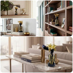 Lescafita African Woman Art Sculpture with Gold Floral Crown, Exquisite African Statue, Emotional Modern Home Art Gift for Various Settings Such as Home, Bookshelves, desks, or Offices(7.68 inch - color: 711-gold S