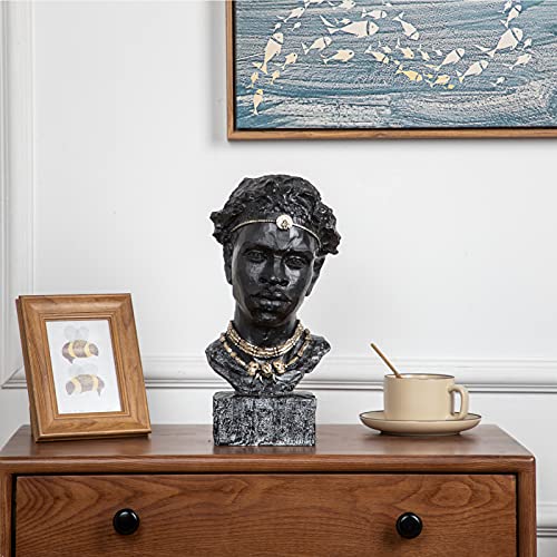 Leekung African Sculpture Resin Figurine, Handmade Home Decor, 12.2x6.3x4.3 inches, Black - color: Black M
