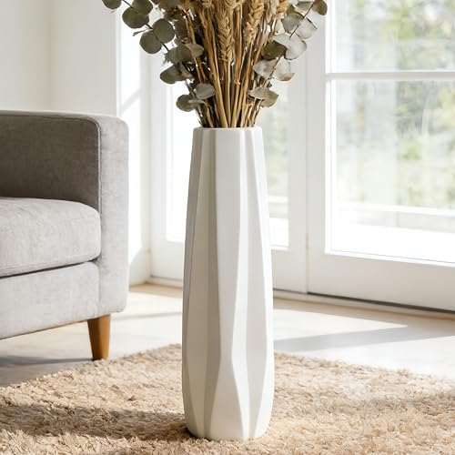 Ceramic Large Floor Vase, GDSZJLJ White 24" Tall Flower Vase Decorative Vases for Living Room Modern Home Decor Office Bedroom Kitchen Wedding House Décor, Gift for Wedding Housewarming - color: 5-stripes, size: Height-24 Inch