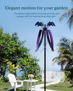 Wind Spinners for Yard Garden, Large Outdoor Metal Wind Spinner with Stake, Kinetic Wind Sculptures & Spinners Windmill for Outside Lawn Yard Art Decor(15" W x 73" H) - size: Violet Cascade