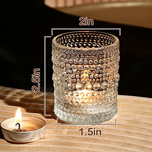 12 Pack Clear Votive Candle Holders Tea Light Candle Holders Bulk Tealight Glass Candle Holder for Table Weddings Party
