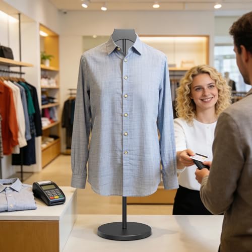 2 Pack Mannequin Torso, Adjustable Shirt Display Stand Height 20 to 34 Inches, Cap and Gown Display Stand Stable Clothing Garment Dress Form, Coat Jacket Hanger Easy to Install, Black - size: 2 Pack