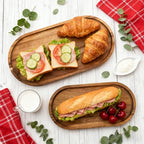 Elsjoy Set of 2 Acacia Wood Serving Trays, Long Wooden Serving Platter Oval Charcuterie Board Set for Home Decor, Fruit, Cheese, 𝟏𝟒" 𝐱𝟕" 𝐚𝐧𝐝 𝟏𝟏" 𝐱𝟓.𝟓"