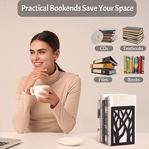 Metal Bookends-Heavy Book Ends for Shelves,Book Shelf Holder Home Decorative,Black Bookend Supports - color: Black, size: 1 Pair