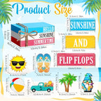 Vercraft 11 Pcs Summer Decorations Set Sunshine Tiered Tray Decor Hello Sweet Summer Wooden Blocks Flip Flops Coconut Tree Centerpiece for Home Office Decorations - style: Hawaiian