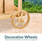 Sunnydaze Country Market Flower Cart Display Stand with Wheels - 2 Shelves - Fir Wood - 30 lb Weight Capacity - Natural Fir - color: Natural Fir