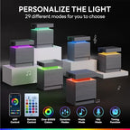 LIKIMIO Night Stand with Charging Station, Modern Grey Nightstand with LED Light and Drawers, Bedside Tables/End Table for Bedroom - color: Grey