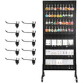NectaCol 2'x 5' Standing Pegboard Display with T-Base, Pegboard Display Stand with Wheels, Metal Peg Board Display Rack, Art Display Stand, Extra 10 Pieces Hooks - Black - size: 1-Pack Black