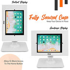 Anti Theft Tablet Security Stand - Table Mount Desktop Ipad Kiosk Stand w/Lock and Key Mechanism, 90° Rotate 75° Tilt - iPad, iPad Air, iPad Pro, Samsung Galaxy Tab A (2021) - Pyle PSPADLK18, White