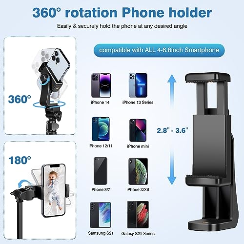 70" Phone Tripod with Remote & Holder, Portable Cell Phone Stand, Selfie Stick for Video Recording, Compatible with iPhone 14/13 Pro Max/Android/Camera - size: 70"