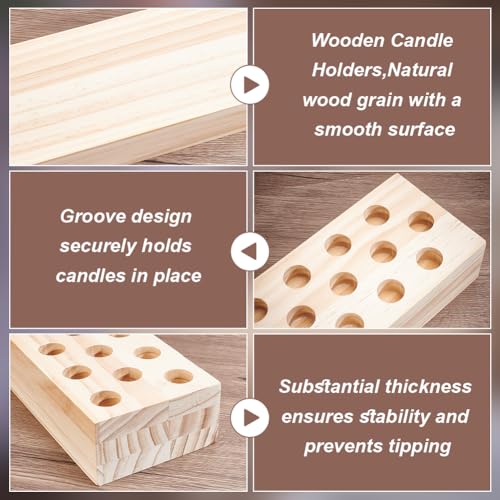 1Pcs Giant Wooden Candlestick, Wooden Taper Candle Holders Candlestick Table Centerpiece Rustic Taper Candle Holder for Birthday Mother's Day Wedding Anniversary Thanksgiving Decoration