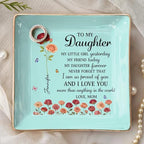 To My Daughter Jewelry Dish, Custom Jewelry Tray for Mothers Day, Daughter Gifts from Mom, Ceramic Ring Dish with Birth Month Flower, 1st Mother's Day Birthday Gifts for Daughters - color: Style 5