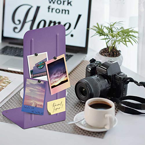 Acrimet Metal Bookends, Jumbo Size 9" H x 4" W x 4-1/2" D, Non-Skid Book Stand for Shelves, Heavy Duty Book Stopper, Purple, 1 Pair - color: Purple