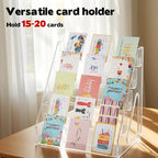 5 Tier Acrylic Card Display Stand(Tall Height), Clear Display Shelf Desktop for Trading Cards, Sports Cards, Greeting Card, Stickers & Brochures, Easy Clip-On Design - color: Clear