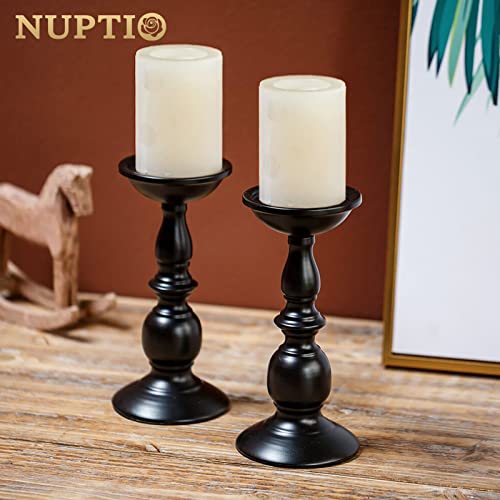 2 Pcs Black Pillar Candle Holders, Most Ideal for 3" Pillar Candles, Gifts for Wedding, Party, Home, Spa, Reiki, Votive Candle (2 x L) - color: Black, size: L + L