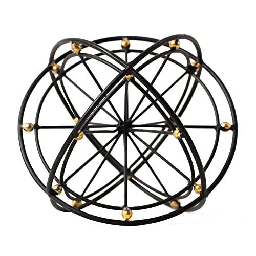 6.45 Inches Metal Geometric Sphere, 3D Black Metal Decorative Ball, Modern Tabletop Sculpture Orb, Table Top Decor Accents for Home Living Room Study Bedroom - color: Black-6.45 in