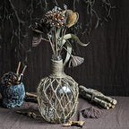 MDLUU Glass Jug with Twine 10" Tall, Flower Vase with Rope Net, Decorative Bottle Vase for Dining Room, Bedroom, Bathroom, Mantel - style: with twine rope