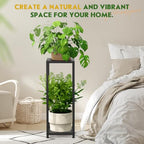 TOSKING Tall Plant Stand Indoor – 2-Tier Modern Metal Shelf, 30" Height & 200 LBS Capacity, Heavy Duty for Living Room, Balcony, Garden (Black) - size: 2-tier 30''