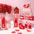 Vercraft 11 Pcs Valentine's Day Table Decorations Red Heart Tiered Tray Decor Love Centerpiece Pink Wooden Books Home Table Top Decor for Wedding Party Supplies - style: Love