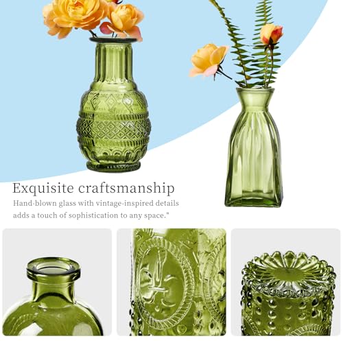 Glass Bud Vases Set of 64 - Green Assorted Small Mini Glass Vases for Flowers, Crystal Vintage Vase Set, Bulk Centerpieces for Table Décor, Wedding, Home and Events (Green, 64 Pcs) - color: Green, size: 64 Pcs