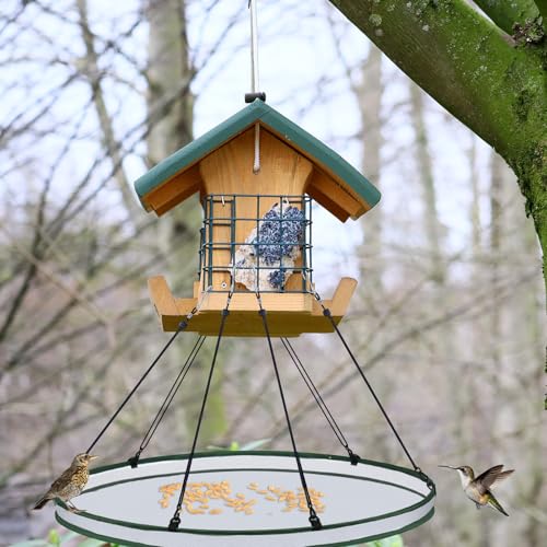 FoldTier 2 Pieces 30 Inch Universal Wild Bird Seed Catcher Hanging Hoop Platform Bird Seed Catcher Tray for Hummingbird Feeders Bee Feeder Outdoor Garden Accessories