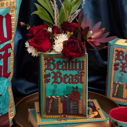 Steel Mill & Co Original Large Book-Shaped Decorative Vase, Ceramic Vases for Home Decor, Cute Bookshelf Decor, Unique Vase for Book Lovers, Beauty and the Beast