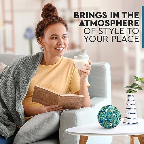 Everydecor Metal Decorative Sphere for Home Decor - Decorative Balls for Shelves, Centerpiece Bowls, Bookshelf - Decoration Orbs Accents for Living Room, Bedroom - Antique Blue Shelf Spheres - color: F. Blue, size: 4 Inch