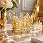 Luxury Crown Glass Candle Holder - Gold Votive Holder for Candles, Jewelry, Floral or Vanity Decor - Elegant Gift for Women